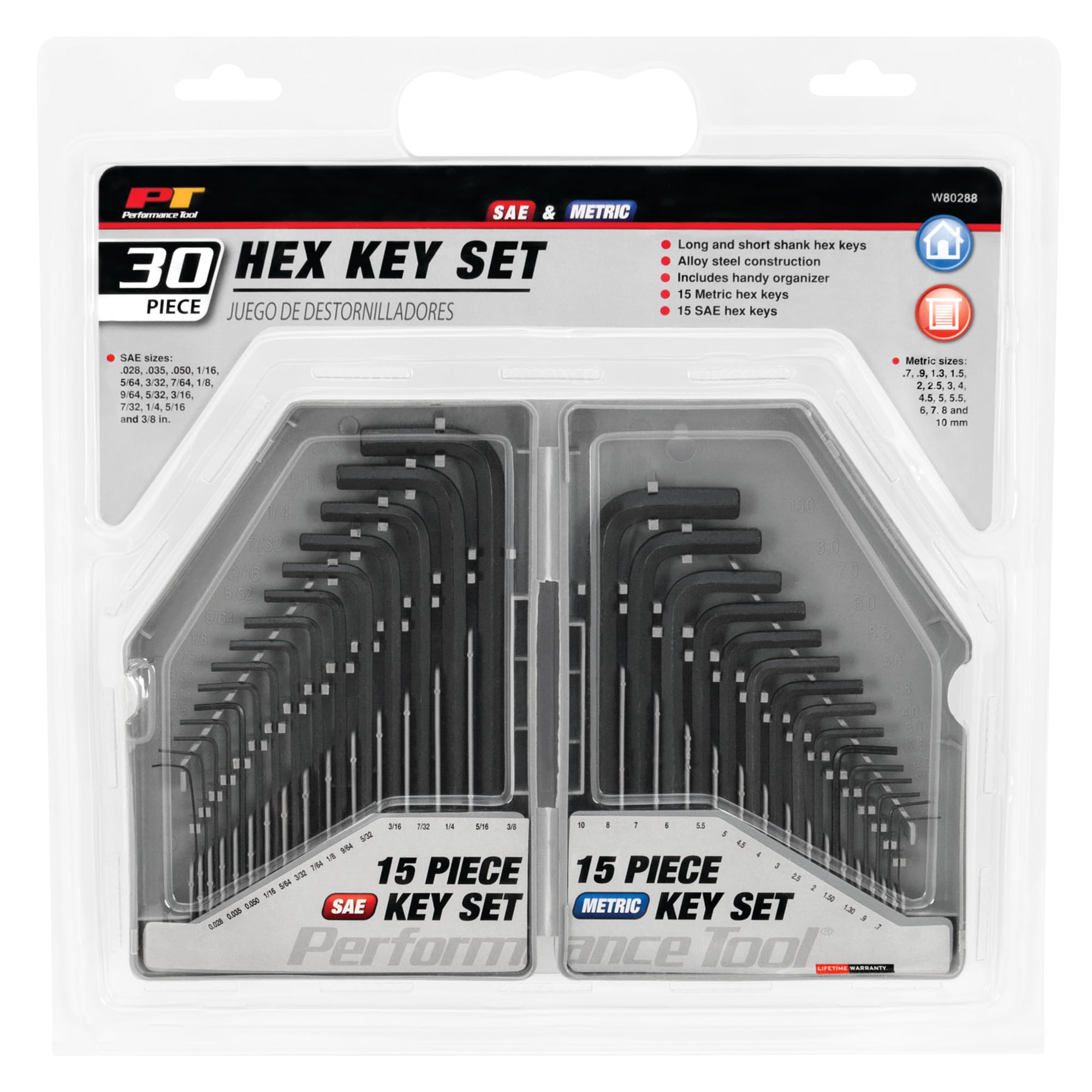 Amazon.com: Performance Tool W80288 SAE & Metric Hex Key Set, 30